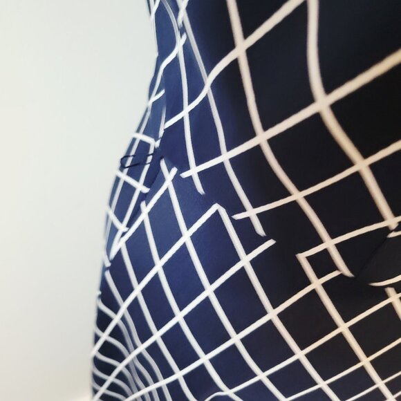 Womens Connected Apparel Sz 12 Sheath Dress Navy White Geometric Stripes Print - Picture 2 of 8